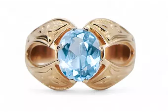 Ring Vintage style Aquamarine Original Vintage 14K Rose Gold vrc135r